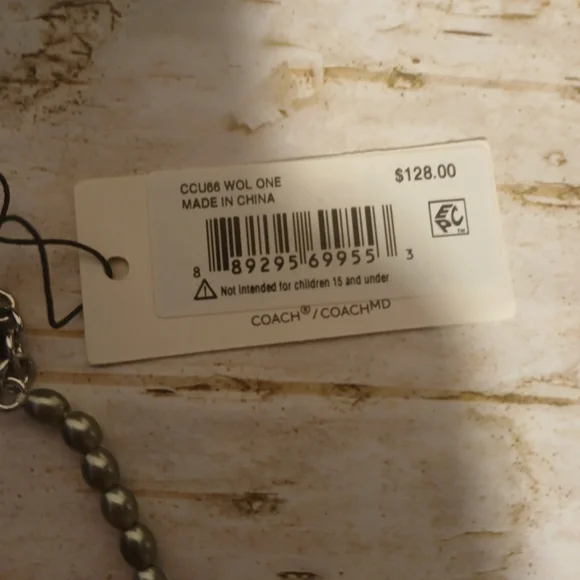 NWT Lot Of 2 Coach Silver Bracelets C Rhinestone Open Bangle & Charm - Picture 5 of 5